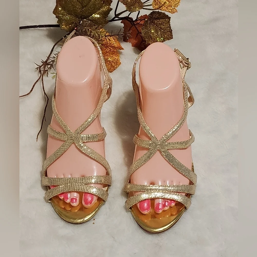 Elegant Gold Strappy Women's Heels